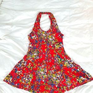 Motel Rocks red floral skater halter back dress